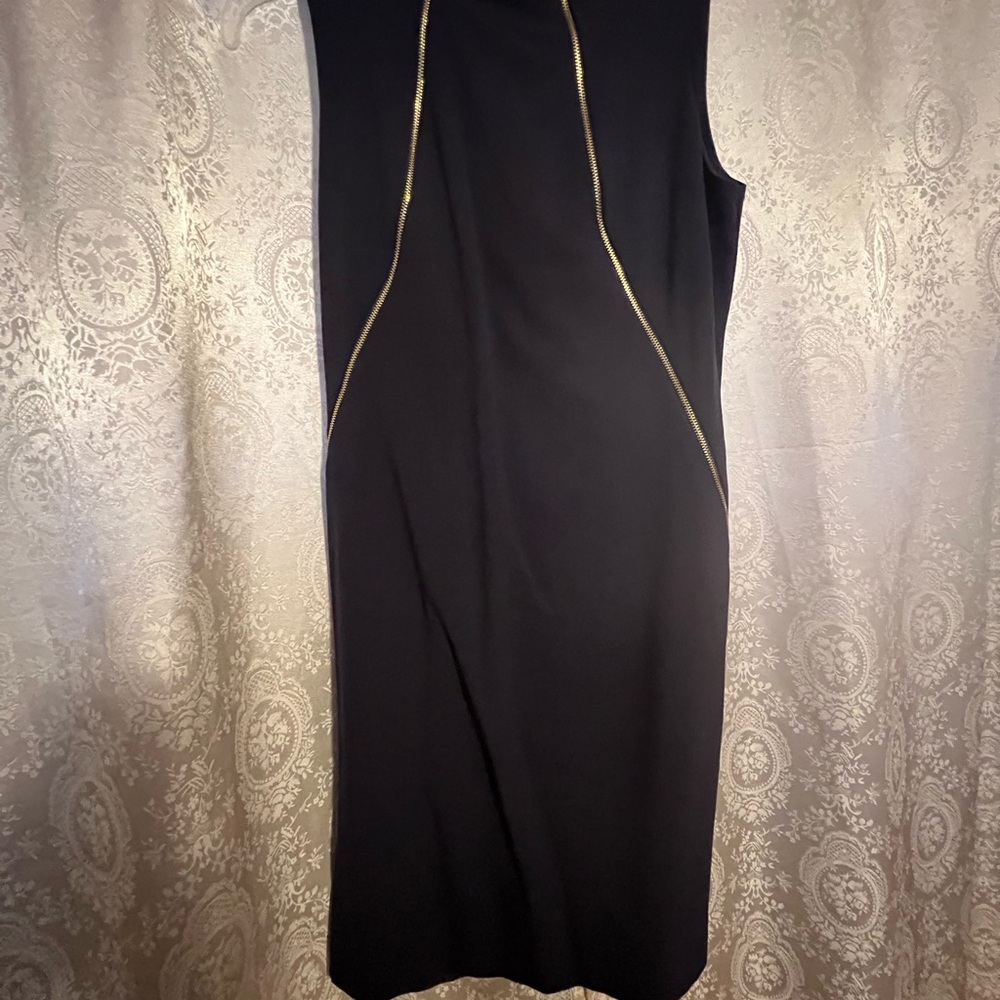 Navy Dress with Gold Accents